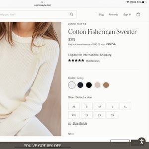 Jenny Kayne Cotton Fisherman Sweater - M